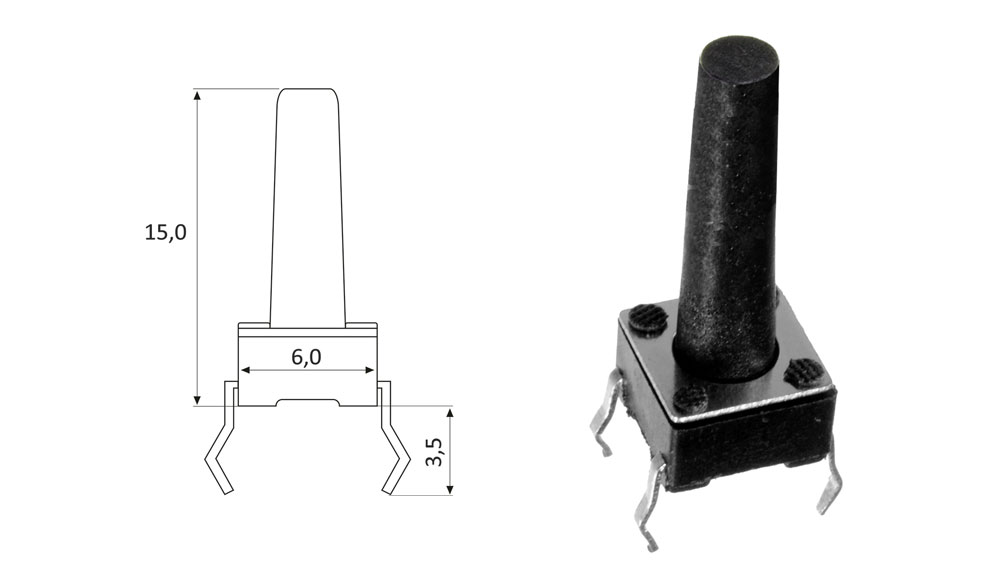 *Tact switch de 4 pines 6x6 10mm (T-6X6-10H)