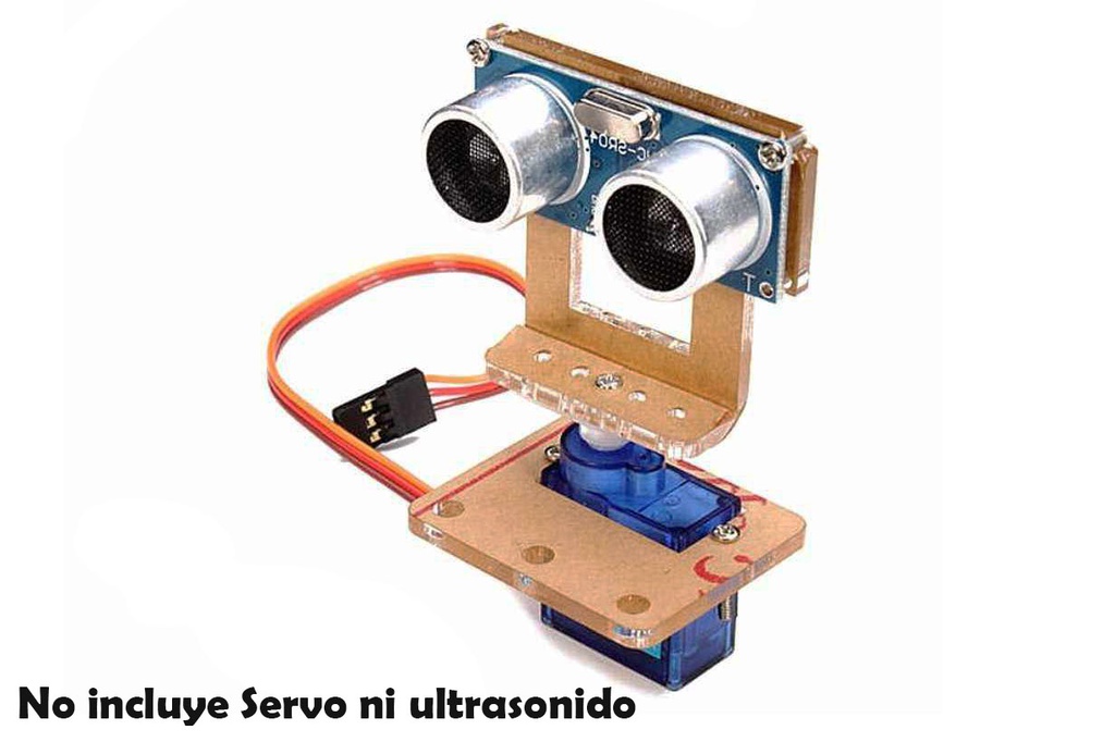 Bracket soporte acrilico para  Ultrasonido HC-SR04 y Servo SG90 (HC-SR04-BRKT)no incluye sensores