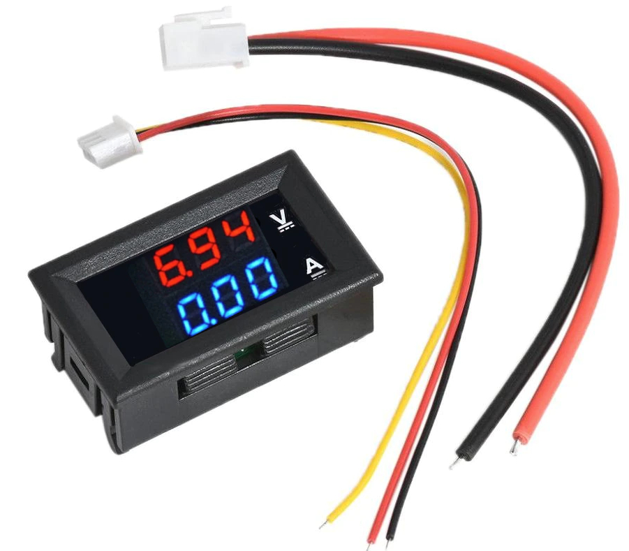 *Voltimetro Amperimetro DC 100V 10A Display Rojo/Azul (YB27VA-10010)