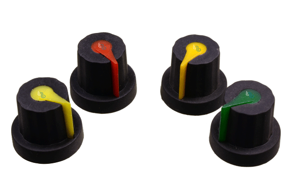 .Perilla color amarillo para eje ranurado