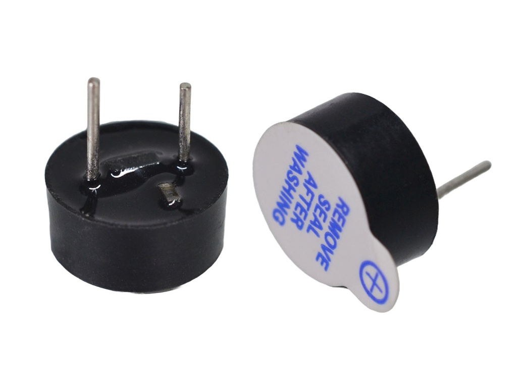 Buzzer o Zumbador Pasivo de 5Voltios, Tamaño: 9.3x4.5cm Pitch: 5mm