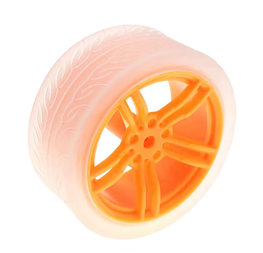 Rueda naranja con neumatico blanco