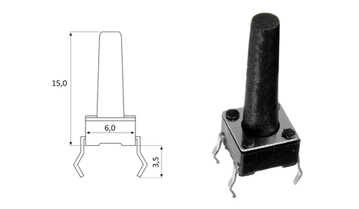 [T-6X6-15H] *Tact switch de 4 pines 6x6 10mm (T-6X6-10H)