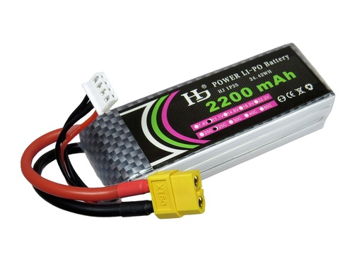 [LIPO-7V4-2200HJ] Bateria Lipo HJ de 7.4 Voltios 2200 miliAmpere 25C con Conector Tipo T