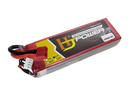 [LIPO-11V1-3300HJ] Bateria LIPO recargable HJ 11.1V 3300mAh 25C 3S Tamaño:135x40x20mm