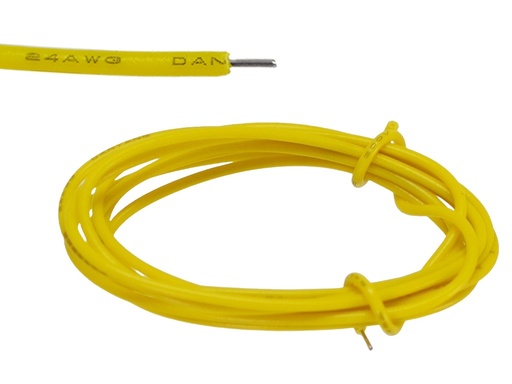[1007UxR-Yellow] Cable Unifilar 24AWGde 1 hilo x 1 metro