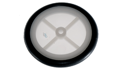 [W-28x3.5WHITE] Rueda de plastico con jebe eje media luna 3mm para mini motor reductor