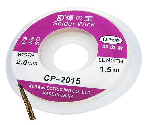 [CP-2015] .Malla Desoldadora de 1.5m x 2.0mm. Mecha desoldadora. Solder Wick (CP-2015)